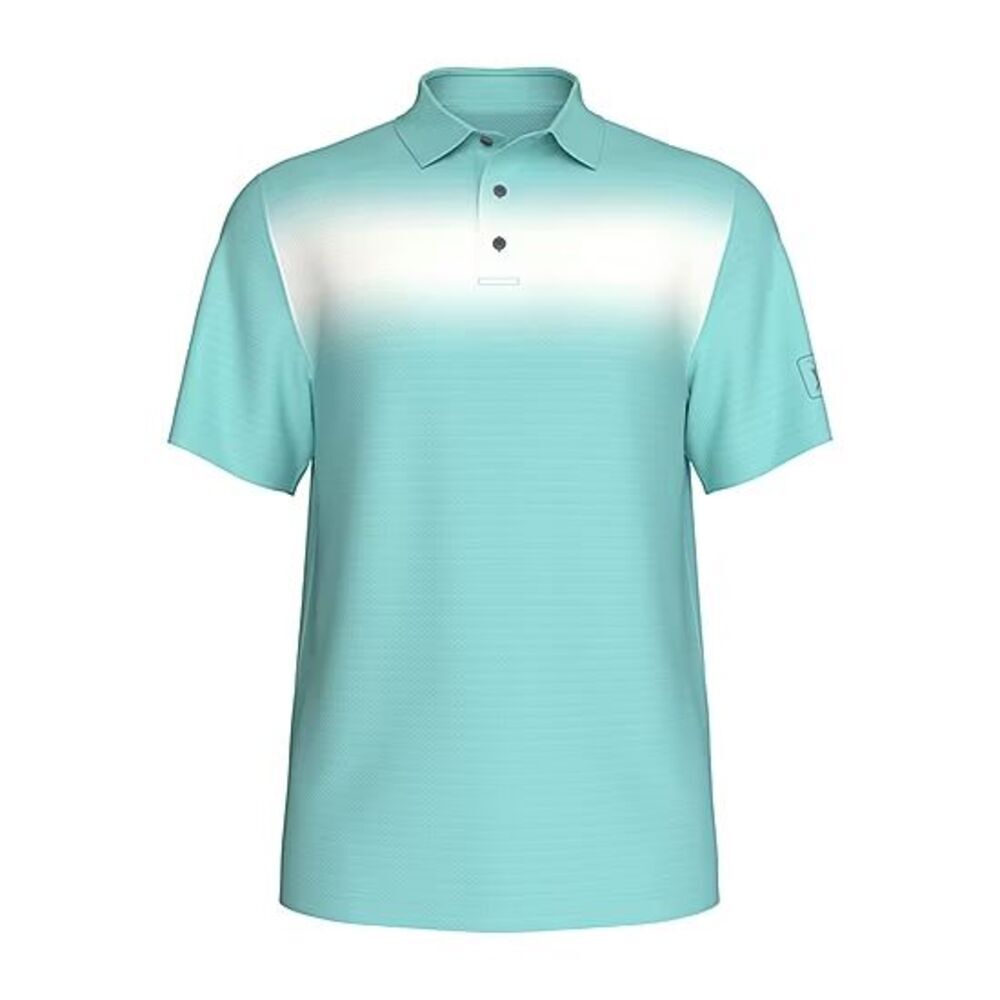 PGA TOUR Men's Short Sleeve Textured Performance Polo Shirt Light Blue 2XL